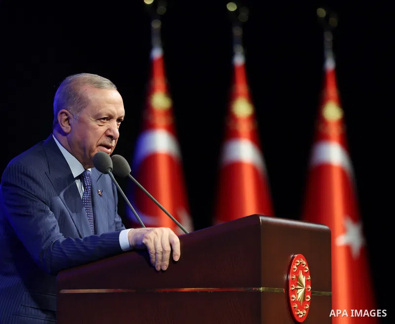 Turkish President Recep Tayyip Erdoğan attends the lottery ceremony for a social housing project in Ankara, Turkey, March 3, 2026. Photo by Turkish presidency \ apaimages