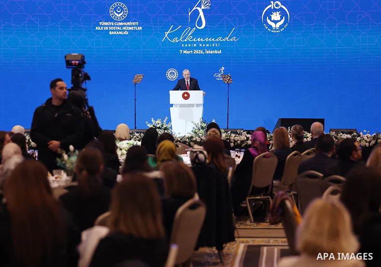 Recep Tayyip Erdoğan and his wife, Emine Erdoğan, participated in an Iftar dinner held in Istanbul, coinciding with International Women's Day, which falls on March 8th each year. Istanbul, Turkey, March 8, 2026. Photo by...