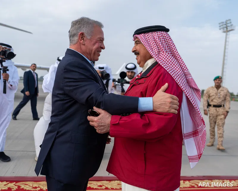 Jordanian King Abdullah II met with Bahraini King Hamad bin Isa Al Khalifa in Manama, where the two leaders discussed ongoing regional developments. Manama, Bahrain, March 17, 2026. Photo by Royal Hashemite Court \ apaim...