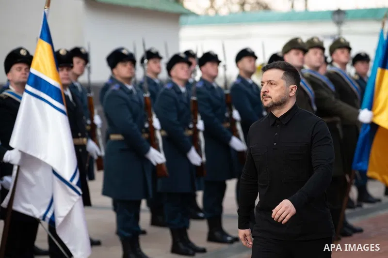 Ukrainian President Volodymyr Zelenskyy received the credentials of the ambassadors of Algeria, the Philippines, Australia, and Moldova during an official ceremony in Kyiv, Ukraine, April 7, 2026. Photo by PRESIDENT OF U...