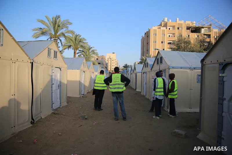 Palestinian election officials conduct the vote count inside a polling station for the municipal elections in Deir al-Balah, central Gaza Strip, April 25, 2026. Municipal elections were held today in the West Bank and ce...
