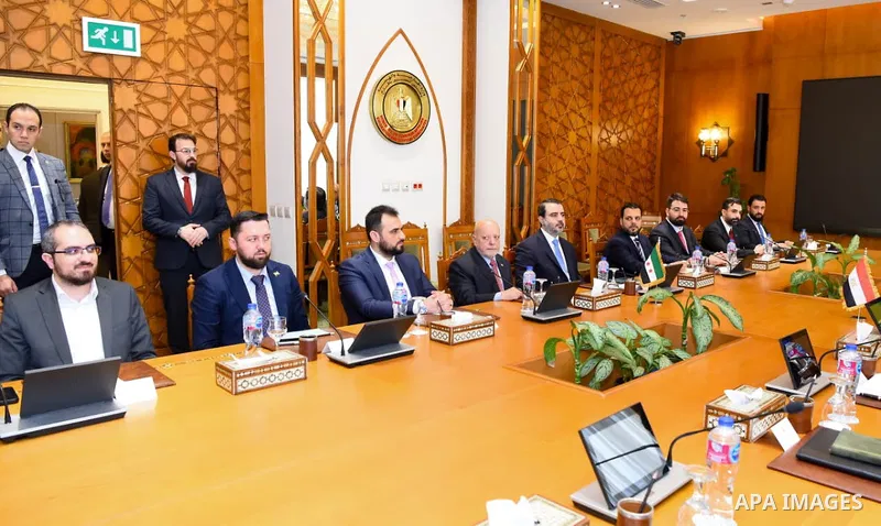 Egyptian Foreign Minister Badr Abdel Aty holds extensive discussions with his Syrian counterpart, Asaad Al-Shaibani, in Cairo, Egypt, on May 3, 2026. This meeting comes within the framework of strengthening bilateral rel...