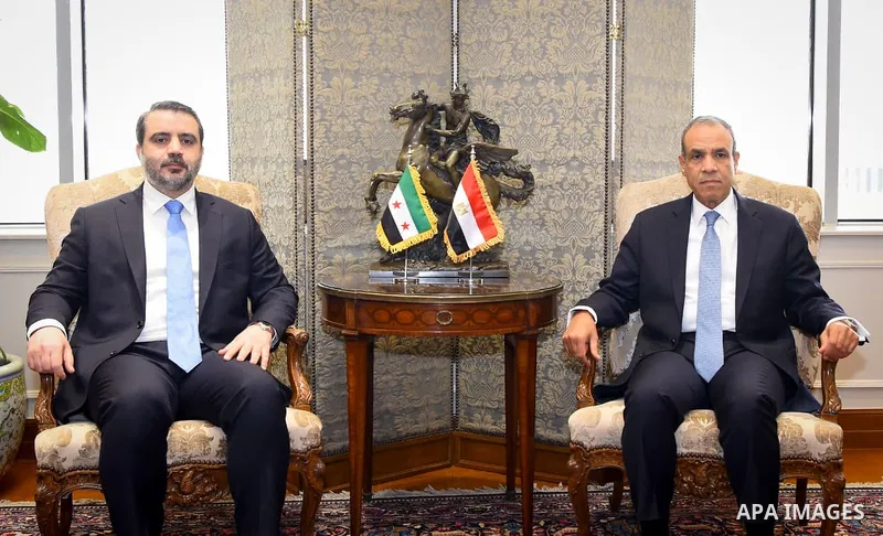 Egyptian Foreign Minister Badr Abdel Aty holds extensive discussions with his Syrian counterpart, Asaad Al-Shaibani, in Cairo, Egypt, on May 3, 2026. This meeting comes within the framework of strengthening bilateral rel...