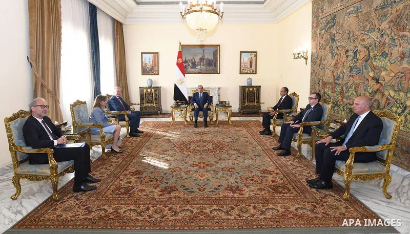 Egyptian President Abdel Fattah al-Sisi received Matthias Cormann, Secretary-General of the Organisation for Economic Co-operation and Development (OECD), during a meeting in Cairo, Egypt, on May 4, 2026. Photo by Egypti...