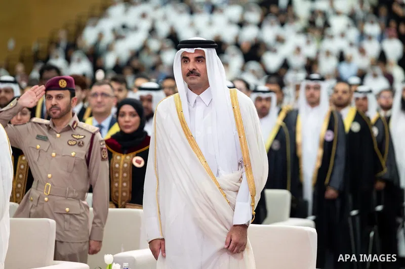 The Emir of Qatar, Sheikh Tamim bin Hamad Al Thani, sponsored the graduation ceremony for the 49th graduating class, the "Class of 2026," of Qatar University students, at the university's Sports and Events Complex in Doh...