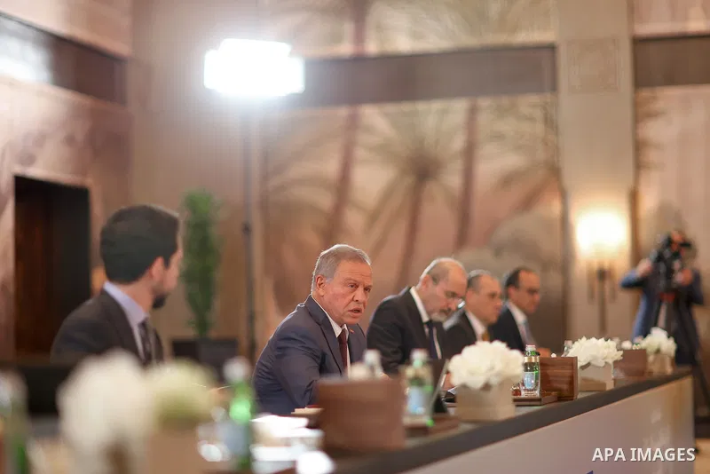 King Abdullah II of Jordan hosted Cypriot President Nikos Christodoulides and Greek Prime Minister Kyriakos Mitsotakis during a trilateral summit at Al-Husseiniya Palace in Amman, Jordan, May 6, 2026. Crown Prince Hussei...