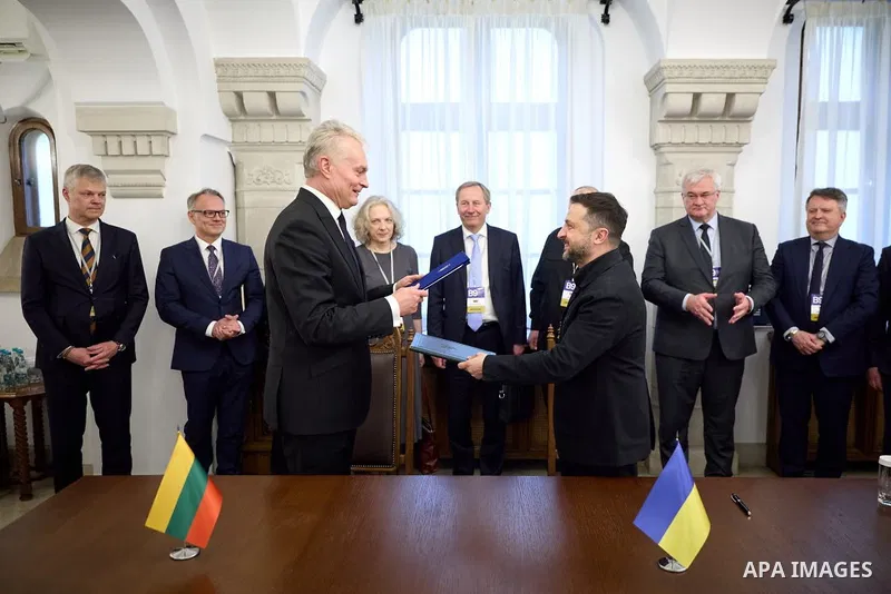 Ukrainian President Volodymyr Zelenskyy participates in the Bucharest Summit at Cotroceni Palace in Bucharest, Romania, on May 13, 2026. Photo by PRESIDENT OF UKRAINE\ apaimages