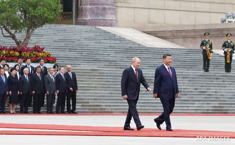 Russian President Vladimir Putin meets with Chinese President Xi Jinping during talks at the Great Hall of the People, during Putin's visit to Beijing, China, May 20, 2026. Photo by Russian President official \ apaimages
