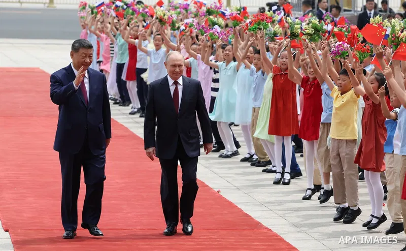 Russian President Vladimir Putin meets with Chinese President Xi Jinping during talks at the Great Hall of the People, during Putin's visit to Beijing, China, May 20, 2026. Photo by Russian President official \ apaimages