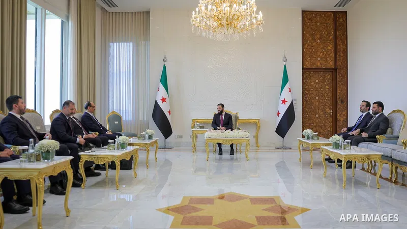 Syrian President Ahmed Al-Sharaa receives the head of Turkish intelligence, Ibrahim Kalin, at the People's Palace in Damascus, Syria, May 19, 2026. Foreign Minister Asaad Al-Shaibani and General Intelligence Directorate...