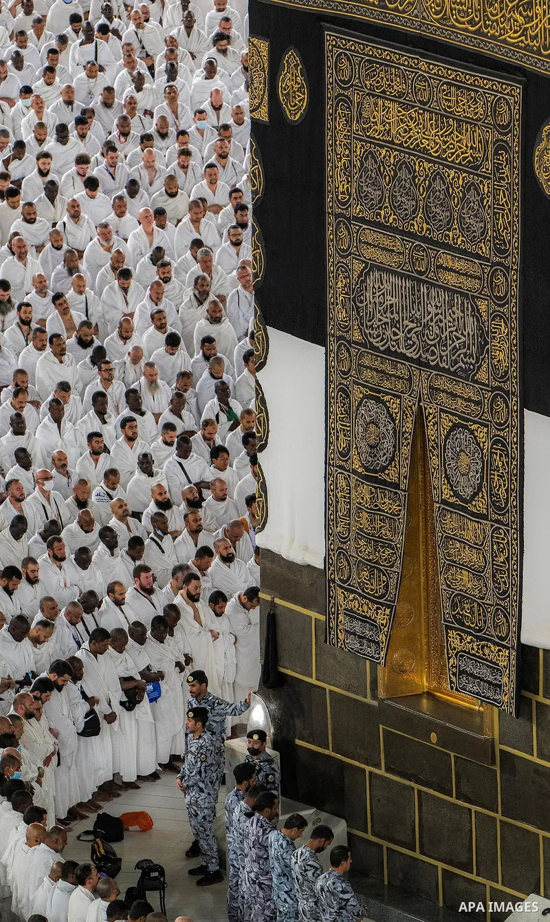 Muslim worshippers perform the dawn prayer around the Kaaba, Islam’s holiest shrine, at the Grand Mosque complex in the holy city of Mecca, Saudi Arabia, on May 23, 2026, ahead of the annual Hajj pilgrimage. Photo by SPA...