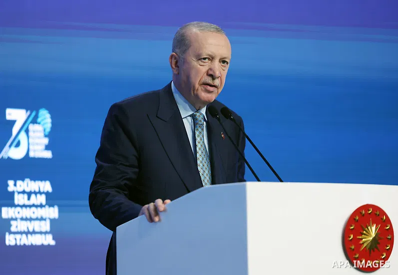 Turkish President Recep Tayyip Erdoğan attends the 3rd World Islamic Economic Summit at the Istanbul Financial Center in Istanbul, Turkey. June 5, 2026. Photo by Turkish presidency \ apaimages