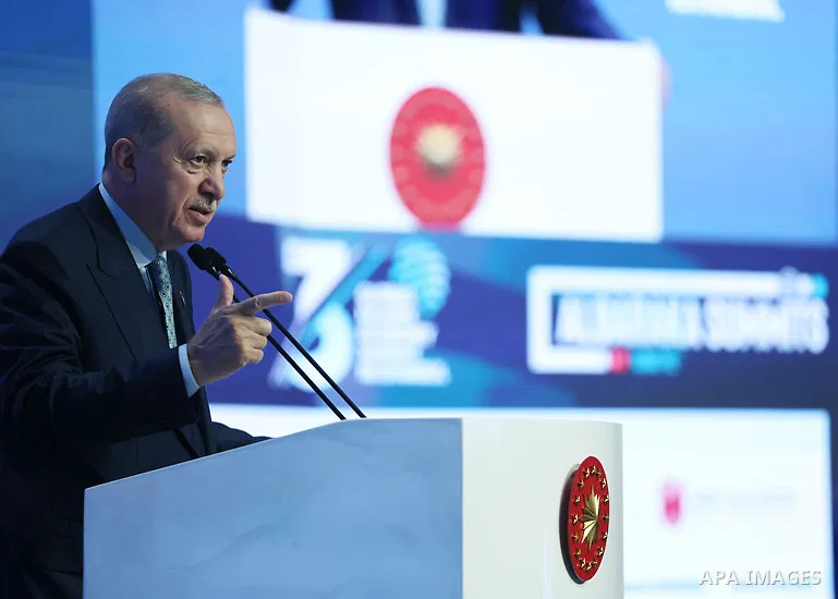 Turkish President Recep Tayyip Erdoğan attends the 3rd World Islamic Economic Summit at the Istanbul Financial Center in Istanbul, Turkey. June 5, 2026. Photo by Turkish presidency \ apaimages