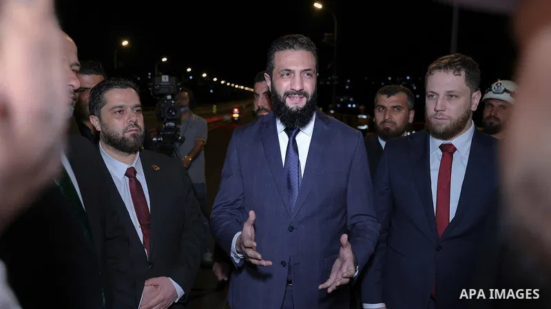 President Ahmed al-Sharaa of the Syrian Arab Republic attends the inauguration of the rehabilitated and upgraded al-Rastan Bridge in al-Rastan, Homs Governorate, Syria, on June 5, 2026. The opening ceremony was attended...