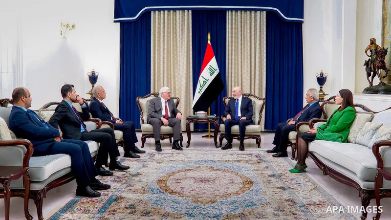 Iraqi President Nizar Amidi receives Raed Fahmi, Secretary of the Central Committee of the Iraqi Communist Party, and his accompanying delegation at the Peace Palace in Baghdad, Iraq, on June 9, 2026. Photo by Iraqi Pres...