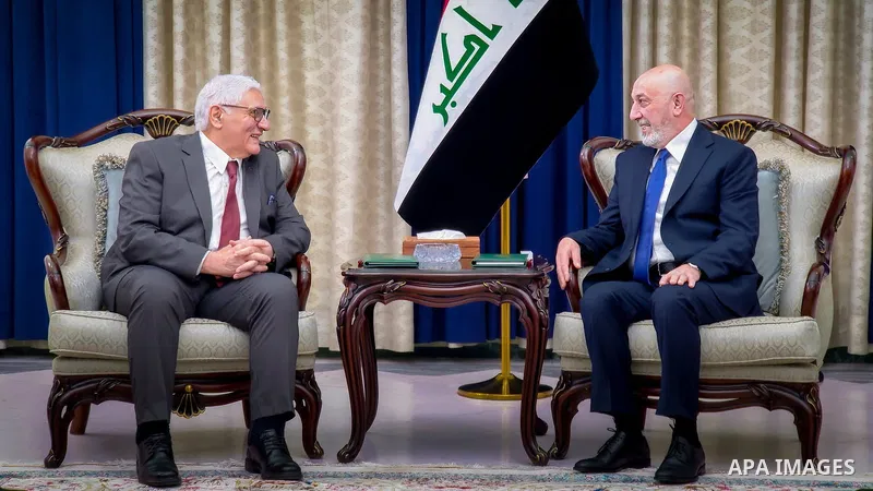 Iraqi President Nizar Amidi receives Raed Fahmi, Secretary of the Central Committee of the Iraqi Communist Party, and his accompanying delegation at the Peace Palace in Baghdad, Iraq, on June 9, 2026. Photo by Iraqi Pres...