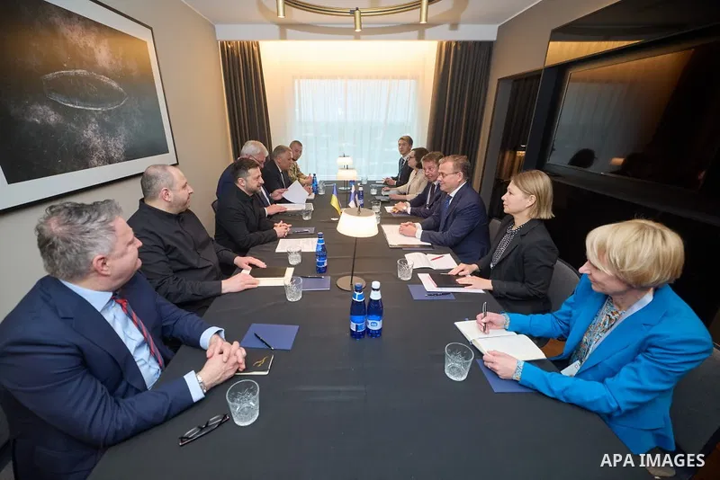 Ukrainian President Volodymyr Zelenskyy during a meeting with several leaders of the Nordic and Baltic states at a summit in Estonia, June 9, 2026, where they discussed continued support for Ukraine and the security chal...