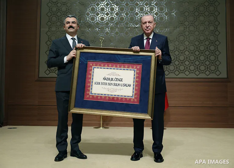 Turkish President Recep Tayyip Erdoğan delivers a speech during the opening ceremony of the National Security Conferences at the Presidential Complex in Ankara, Turkey, June 9, 2026. Photo by Turkish presidency \ apaimag...