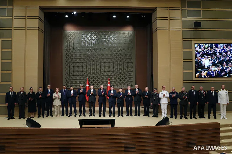 Turkish President Recep Tayyip Erdoğan delivers a speech during the opening ceremony of the National Security Conferences at the Presidential Complex in Ankara, Turkey, June 9, 2026. Photo by Turkish presidency \ apaimag...