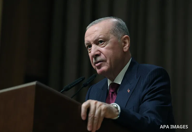 Turkish President Recep Tayyip Erdoğan delivers a speech during the opening ceremony of the National Security Conferences at the Presidential Complex in Ankara, Turkey, June 9, 2026. Photo by Turkish presidency \ apaimag...