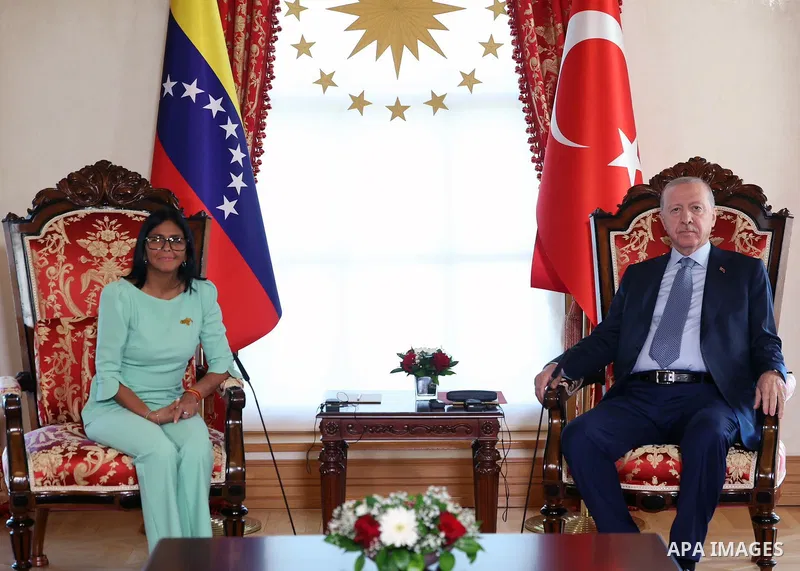 Turkish President Recep Tayyip Erdoğan receives Venezuelan interim President Delcy Rodríguez during a meeting in Ankara, Turkey, June 9, 2026. Photo by Turkish presidency \ apaimages