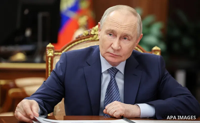 Russian President Vladimir Putin met with Minister of Science and Higher Education Valery Falkov in Moscow, Russia, on June 9, 2026. They discussed the development of research infrastructure in Russia, including the Sibe...