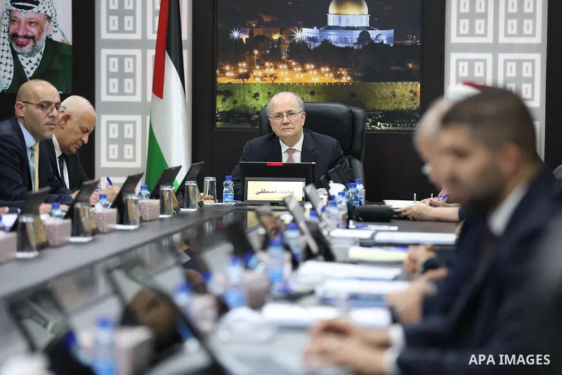 Palestinian Prime Minister Mohammad Mustafa chairs the weekly cabinet meeting in Ramallah, West Bank, on June 15, 2026. Photo by Prime Minister Office \ apaimages