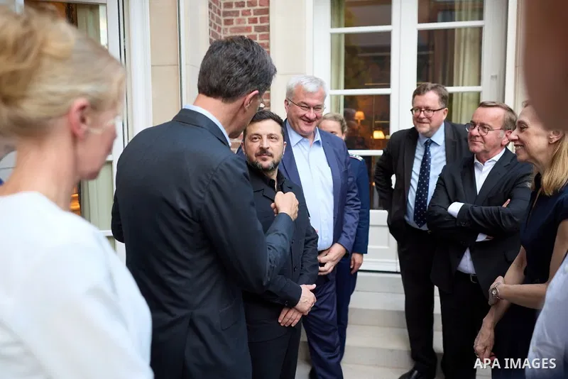 Ukrainian President Volodymyr Zelenskyy during a working visit to Brussels, Belgium, on June 18, 2026, where he participates in meetings with leaders of the European Union and NATO to discuss military and financial suppo...