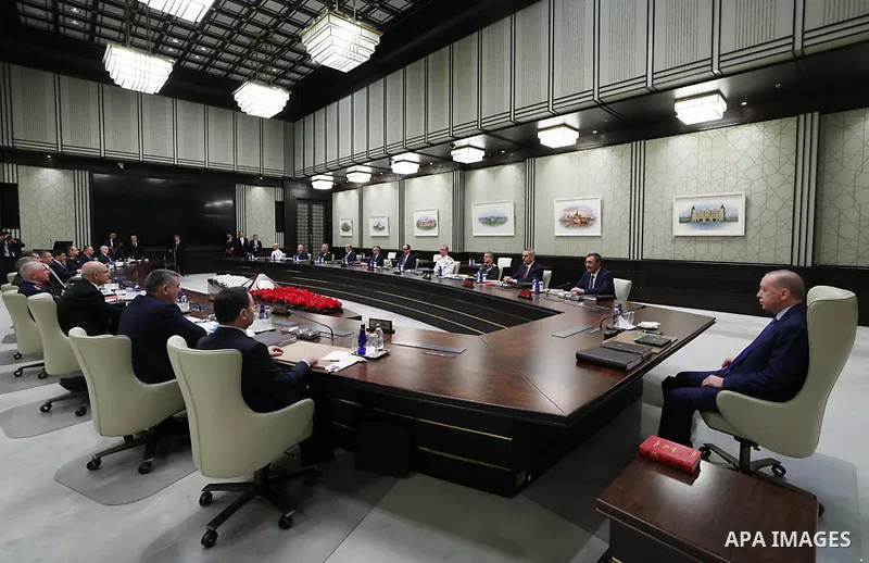 Turkish President Recep Tayyip Erdoğan chairing a meeting of the Turkish National Security Council at the Presidential Complex in Ankara, Turkey, June 18, 2026. Photo by Turkish presidency \ apaimages