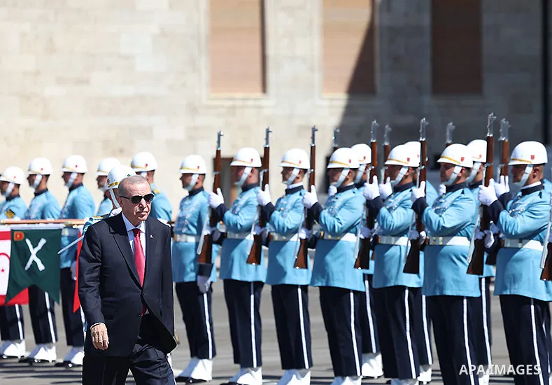 Turkish President Recep Tayyip Erdogan attends a ceremony marking the anniversary of the failed July 15 coup attempt at the Turkish Parliament in Ankara, Turkey, on July 15, 2026. Photo by Turkish presidency \ apaimages