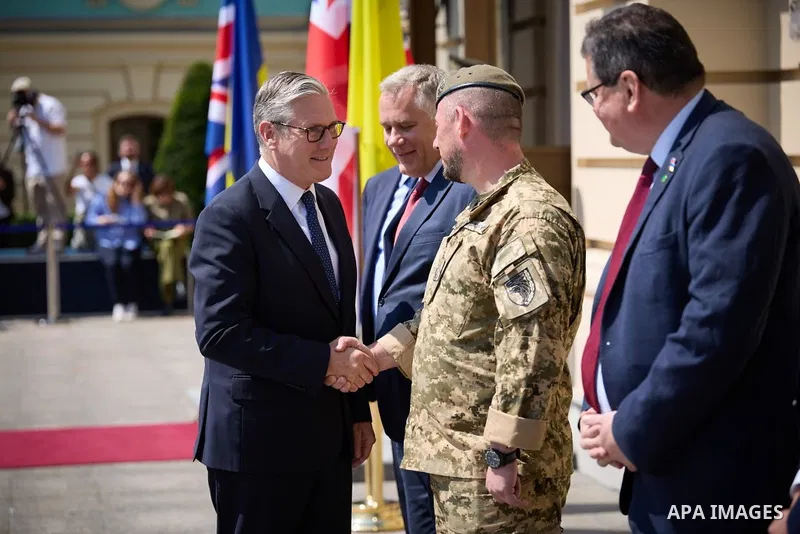 Ukrainian President Volodymyr Zelenskyy meets with British Prime Minister Keir Starmer in Kyiv, Ukraine, on July 16, 2026. The two leaders discussed continued British support for Ukraine. Photo by PRESIDENT OF UKRAINE\ a...