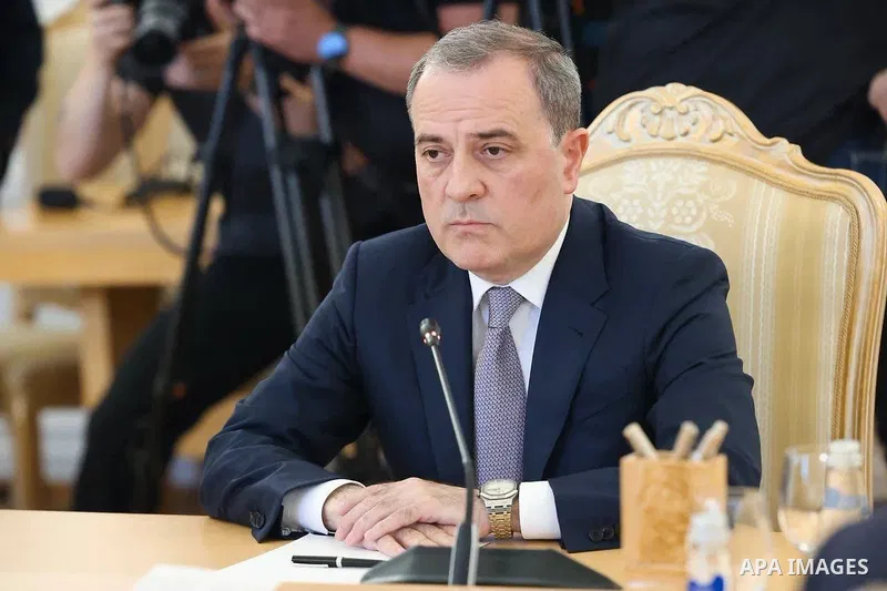 Russian Foreign Minister Sergey Lavrov (R) meets with Azerbaijani Foreign Minister Jeyhun Bayramov during official talks in Moscow, Russia, on July 17, 2026. The two ministers discussed bilateral, regional and internatio...