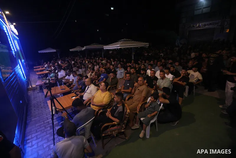 Displaced Palestinians gather to watch the FIFA World Cup 2026 final between Argentina and Spain in Gaza City, on July 20, 2026. Photo by Belal Osama \ apaimages