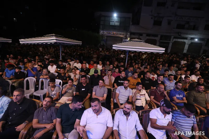 Displaced Palestinians gather to watch the FIFA World Cup 2026 final between Argentina and Spain in Gaza City, on July 20, 2026. Photo by Belal Osama \ apaimages