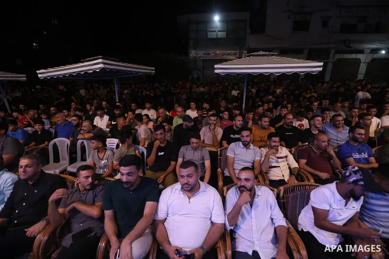 Displaced Palestinians gather to watch the FIFA World Cup 2026 final between Argentina and Spain in Gaza City, on July 20, 2026. Photo by Belal Osama \ apaimages