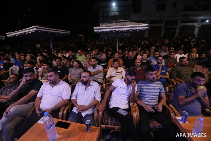 Displaced Palestinians gather to watch the FIFA World Cup 2026 final between Argentina and Spain in Gaza City, on July 20, 2026. Photo by Belal Osama \ apaimages