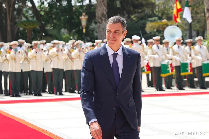 Algerian President Abdelmadjid Tebboune receives Spanish Prime Minister Pedro Sánchez at El Mouradia Palace in Algiers, Algeria, on July 20, 2026. Sánchez is on an official visit to Algeria to hold talks with Algerian of...