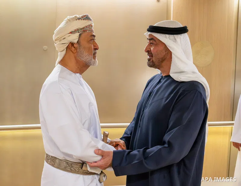Oman’s Sultan Haitham bin Tariq meets UAE President Sheikh Mohamed bin Zayed Al Nahyan in Abu Dhabi, United Arab Emirates, on August 17, 2026. The meeting addressed bilateral relations and ways to strengthen cooperation,...