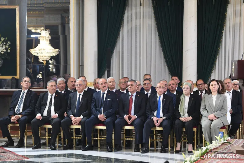 Tunisian President Kais Saied presides over a ceremony marking Knowledge Day at Carthage Palace in Tunis, Tunisia, on August 17, 2026, where several outstanding students and figures from the education and scientific rese...