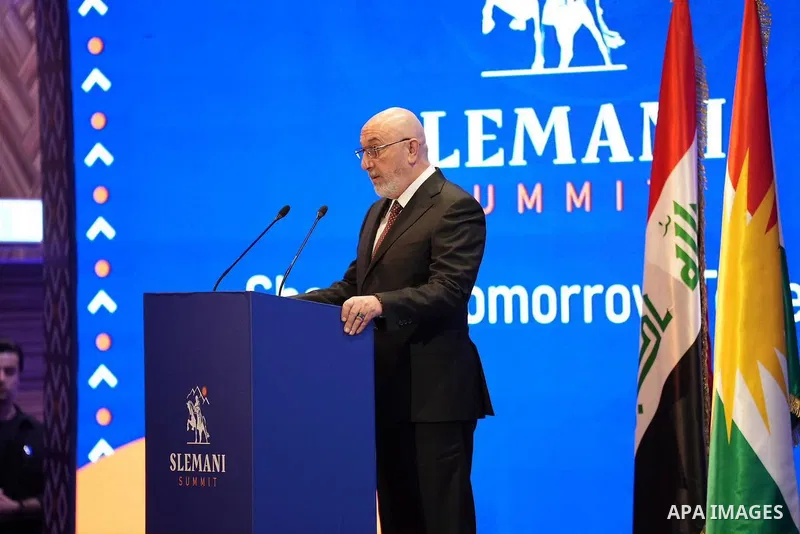 Iraqi President Nizar Amidi takes part in the Slemani Economic Summit 2026, attended by Kurdistan Region President Nechirvan Barzani, Kurdistan Regional Government Deputy Prime Minister Qubad Talabani, and other official...