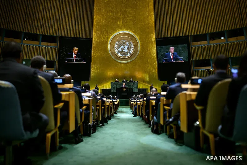 US President Donald Trump delivers a speech during the 81st session of the United Nations General Assembly at UN Headquarters in New York City, United States, on September 22, 2026. Trump said the United States would “no...