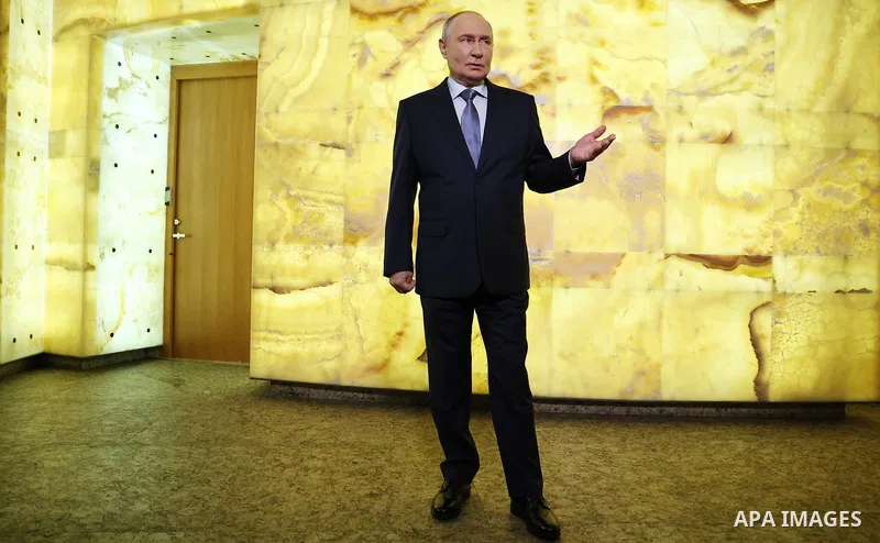 Russian President Vladimir Putin answers questions from media representatives in St. Petersburg, Russia, on September 25, 2026. Putin said proposals for settling the war in Ukraine remain on the table but that Moscow wou...