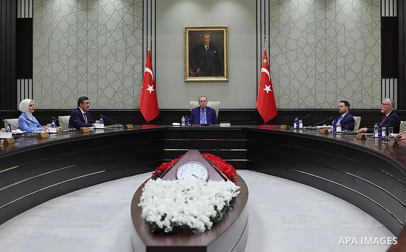 Turkish President Recep Tayyip Erdogan chairs a Presidential Cabinet meeting at the Presidential Complex in Ankara, Turkey, on September 28, 2026. Photo by Turkish presidency \ apaimages