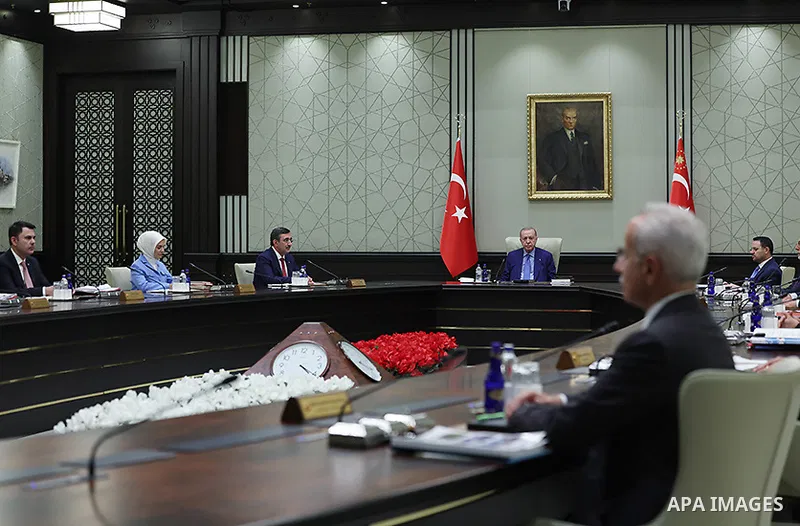 Turkish President Recep Tayyip Erdogan chairs a Presidential Cabinet meeting at the Presidential Complex in Ankara, Turkey, on September 28, 2026. Photo by Turkish presidency \ apaimages