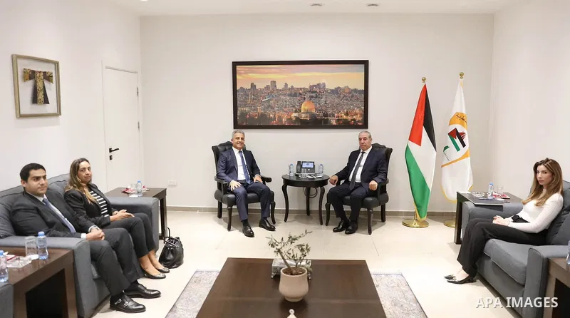 Palestinian Vice President Hussein Al-Sheikh meets Egypt’s new ambassador to the State of Palestine, Bassem Abdel Hadi, in the West Bank city of Ramallah on September 30, 2026. The two discussed bilateral relations and w...