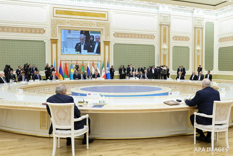 Iranian President Masoud Pezeshkian attends a summit of leaders of the Commonwealth of Independent States (CIS) in Ashgabat, Turkmenistan. Leaders discuss strengthening cooperation among countries in the region and regio...