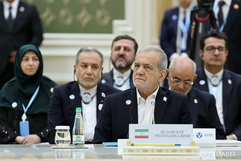 Iranian President Masoud Pezeshkian attends a summit of leaders of the Commonwealth of Independent States (CIS) in Ashgabat, Turkmenistan. Leaders discuss strengthening cooperation among countries in the region and regio...