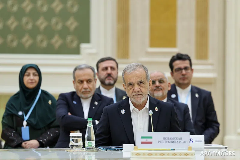 Iranian President Masoud Pezeshkian attends a summit of leaders of the Commonwealth of Independent States (CIS) in Ashgabat, Turkmenistan. Leaders discuss strengthening cooperation among countries in the region and regio...