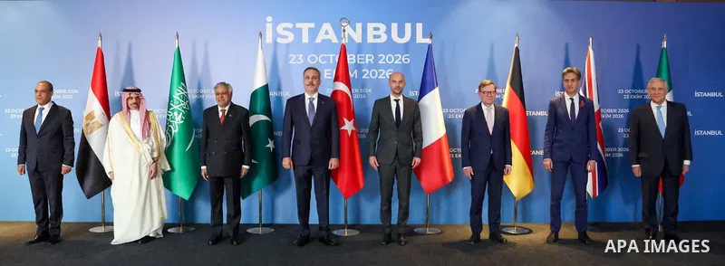 Foreign ministers from Egypt, Saudi Arabia, Turkey and Pakistan, alongside their counterparts from Italy, the United Kingdom, Germany and France, attend the first joint ministerial meeting of the R4 and E4 groups in Ista...