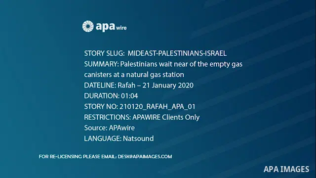 Palestinians wait near of the empty gas canisters at a natural gas station in Rafah in the southern Gaza Strip on January 21, 2020. The Gaza Strip is facing a gas crisis over the past few days due to the continued blocka...